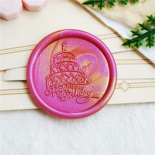 happy birthday wax seal stamp/birthday cake for boy girl wax sealing kit/wedding  wax sealing